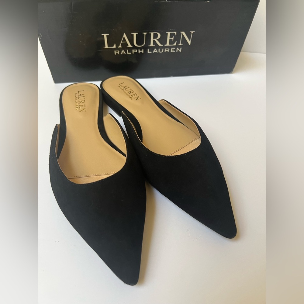 Lauren Ralph Lauren women Black leather suede Londyn Mules